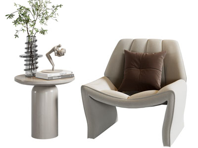 现代休闲椅子 边几