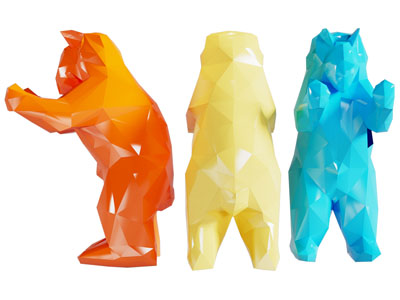 现代几何熊雕塑雕刻摆件组合3d模型 现代几何熊雕塑雕刻摆件组合