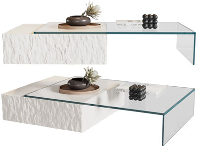 现代长方形拼接茶几3d模型 现代长方形拼接茶几