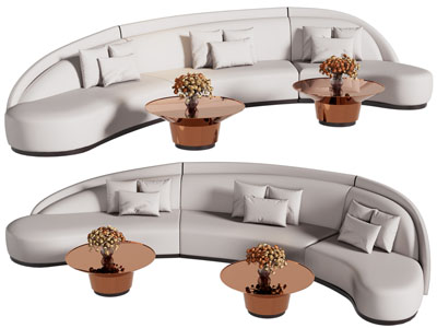 现代弧形多人沙发