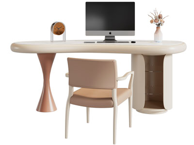 现代书桌椅组合3d模型 现代书桌椅组合