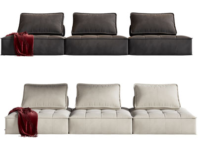 现代布艺多人沙发