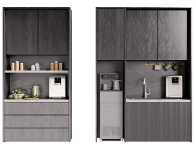 现代嵌入饮水机的茶水柜