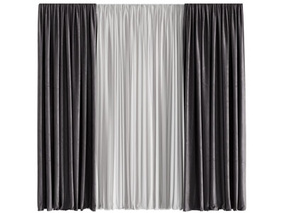 现代布艺窗帘窗纱3d模型 现代布艺窗帘窗纱