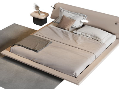 侘寂风双人床 床头几