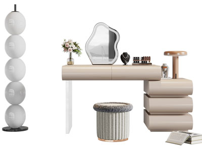 现代化妆 梳妆台 落地灯