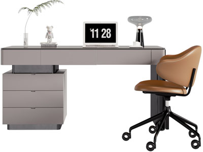 现代书桌椅组合3d模型 现代书桌椅组合