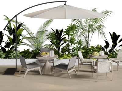 现代庭院遮阳伞 休闲餐桌椅组合