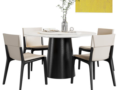 现代圆形餐桌椅组合