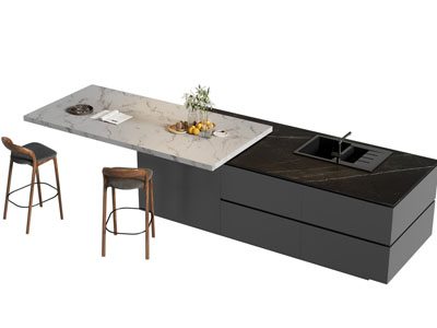 现代水吧台餐桌椅组合
