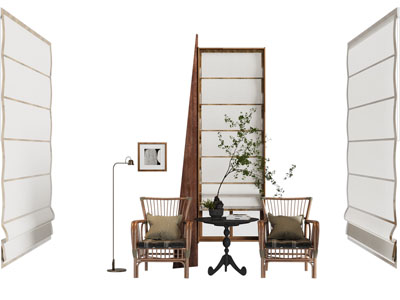 北欧藤编休闲椅子 边几 卷帘 拉帘 窗帘