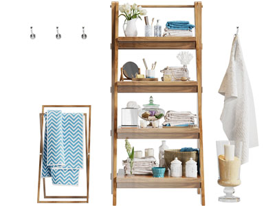北欧实木梯形卫浴架 毛巾架