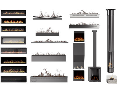 现代黑色金属壁炉火炉