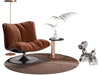 现代休闲椅子 边几