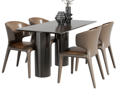 现代长方形餐桌椅组合