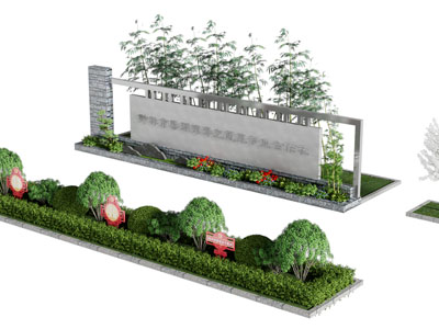 新中式花坛花草灌木植物景观园艺小品