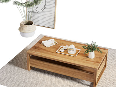 日式实木茶几 茶具杯子