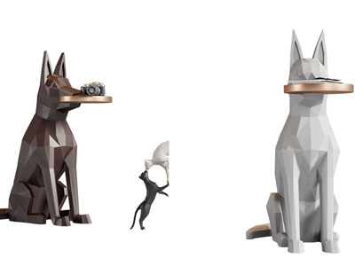 现代几何狗雕塑雕刻3d模型 现代几何狗雕塑雕刻