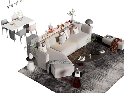 现代丕多人沙发 沙发凳子和茶几组合 餐桌椅组合