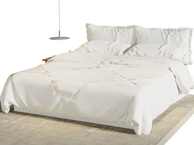 现代布艺双人床 床头柜