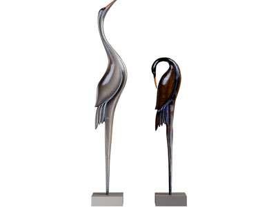 新中式仙鹤雕塑雕刻摆件组合