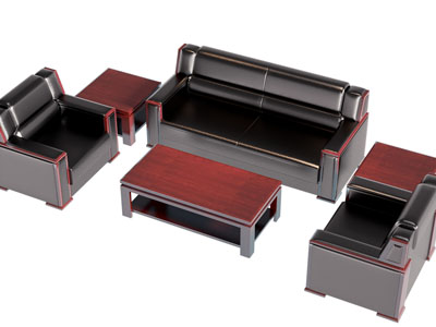 现代办公双人沙发 单人沙发和茶几组合