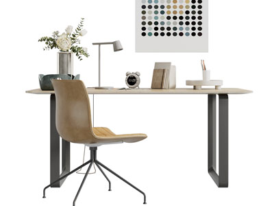 现代书桌椅组合3d模型 现代书桌椅组合