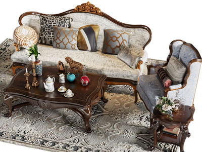 欧式多人 单人沙发和茶几组合