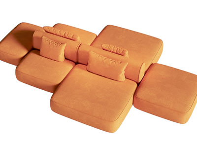 现代双向布艺多人沙发