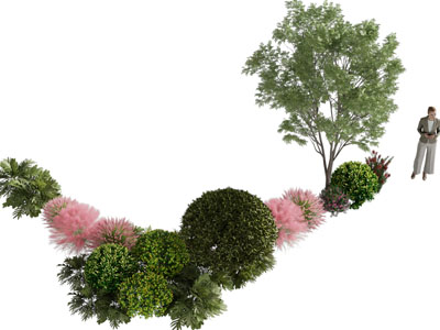 现代花草灌木丛植物景观园艺小品