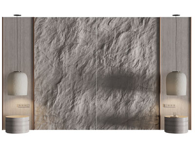 现代岩板床头背景墙 床头柜3d模型 现代岩板床头背景墙 床头柜