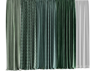 新中式窗帘窗纱3d模型 新中式窗帘窗纱