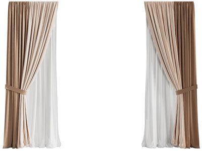 现代窗帘窗纱3d模型 现代窗帘窗纱