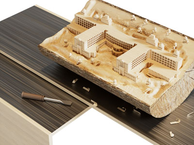 北欧实木房屋建筑雕塑雕刻摆件3d模型 北欧实木房屋建筑雕塑雕刻摆件