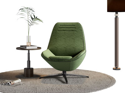 现代休闲椅子 边几