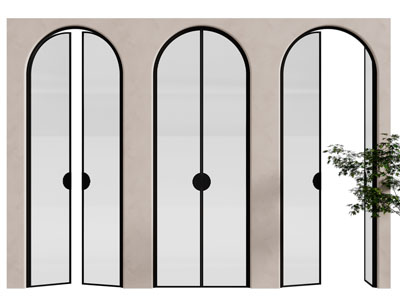 法式拱形双开门 玻璃门