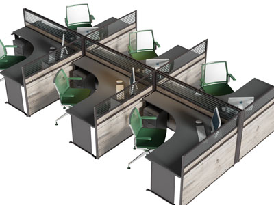 现代多人位办公桌椅组合