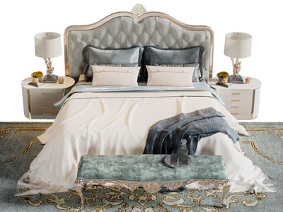 新古典双人床 床头柜