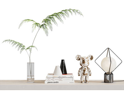 现代书籍 台灯 花瓶摆件组合