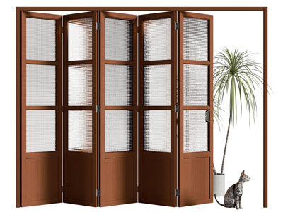 现代中古风实木折叠推拉门