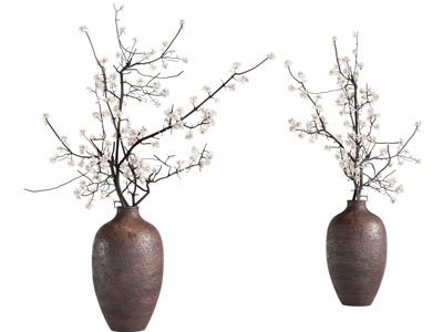 侘寂风陶艺花瓶花卉