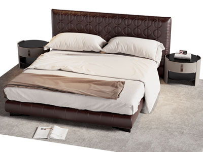 现代双人床 床头柜