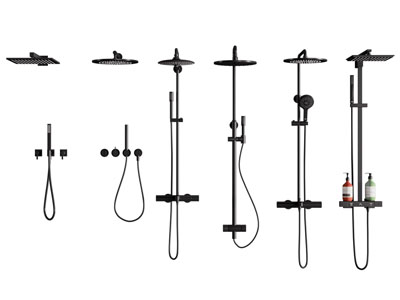 现代黑色金属淋浴花洒