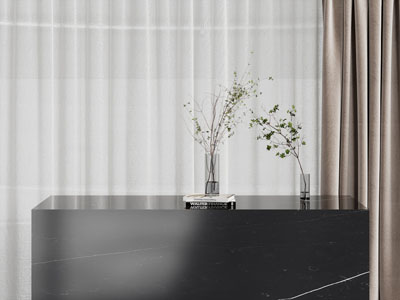 现代窗帘窗纱 花瓶花卉摆件组合