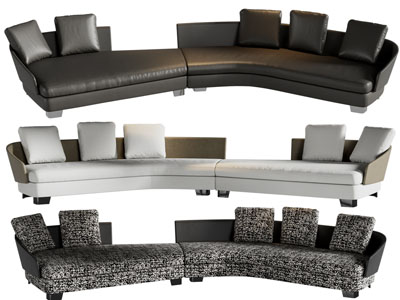 现代弧形多人沙发