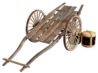 现代老式木板车 拉车