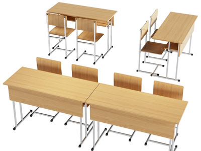 现代学生课桌椅组合 书桌3d模型 现代学生课桌椅组合 书桌
