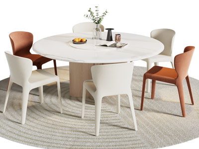 现代圆形餐桌椅组合