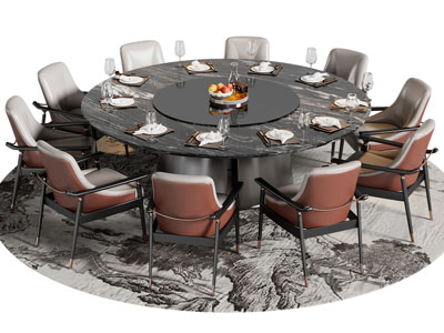 现代圆形餐桌椅组合