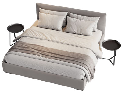 现代双人床 床头几